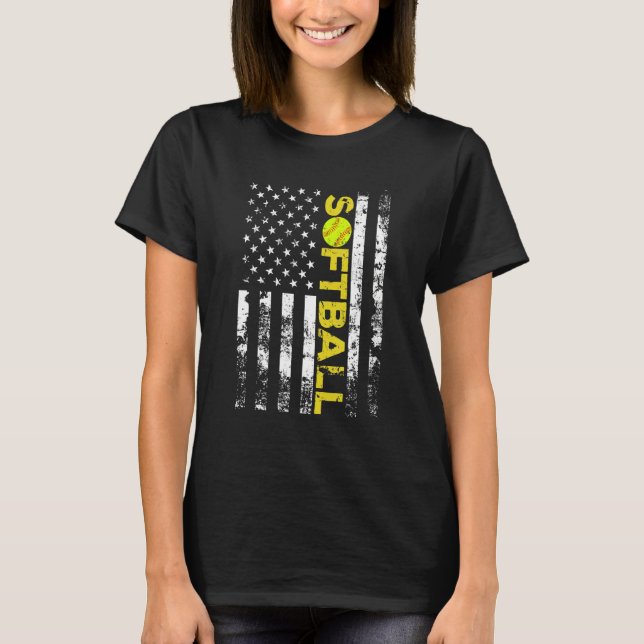 Camiseta American Flag Softball Team Gifts (Anverso)