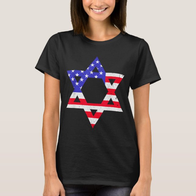 Camiseta American Flag Star Of David Jewish Hanukkah T Shir (Anverso)