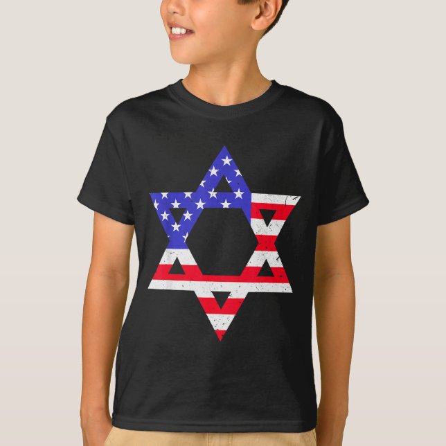 Camiseta American Flag Star Of David Jewish Hanukkah T Shir (Anverso)