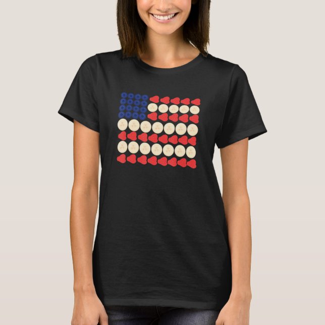 Camiseta American Flag Strawberry Blueberry Banana 4th Of J (Anverso)