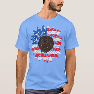Camiseta American Flag Sunflower Men, 4th Of July Women