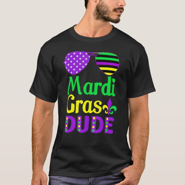 Camiseta American Flag Sunglasses Mardi Gras Dude (Anverso)
