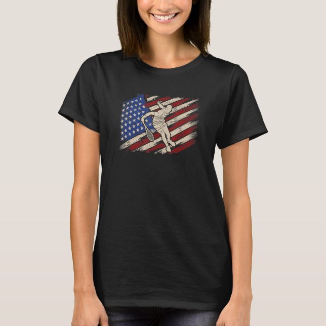 Camiseta American Flag Tennis Player Funny US Sports Lover  (Anverso)