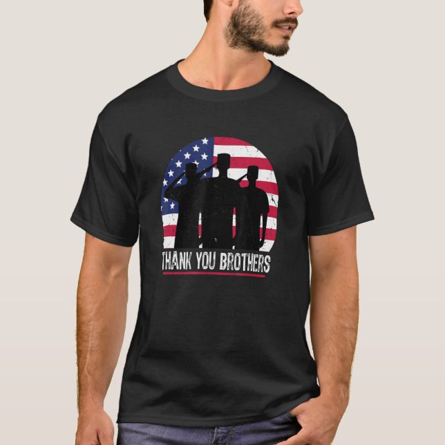 Camiseta American Flag Thank You Brothers Patriotic Veteran (Anverso)