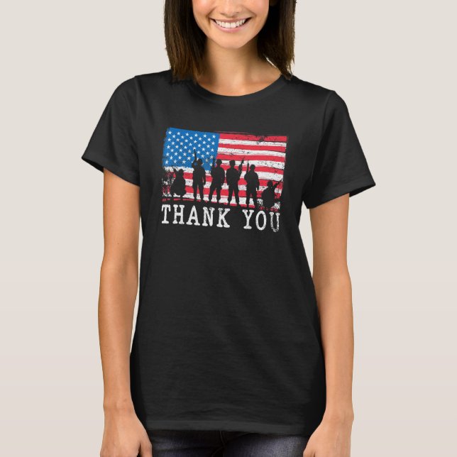 Camiseta American Flag Thank you Veterans Proud Veteran (Anverso)