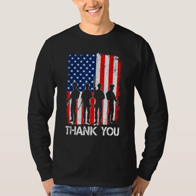 Camiseta American Flag Thank You Veterans Proud Veteran (Anverso)