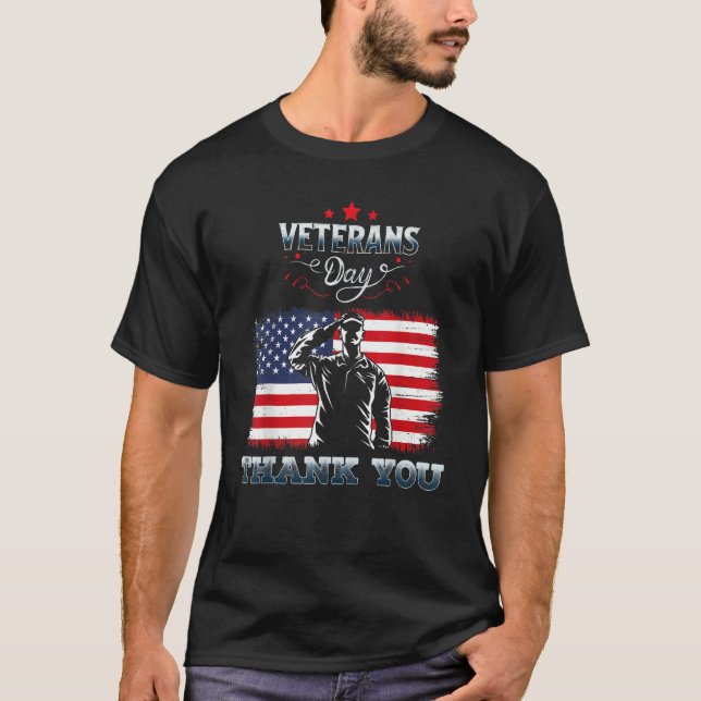 Camiseta American Flag Thank you Veterans Proud Veteran 1 (Anverso)