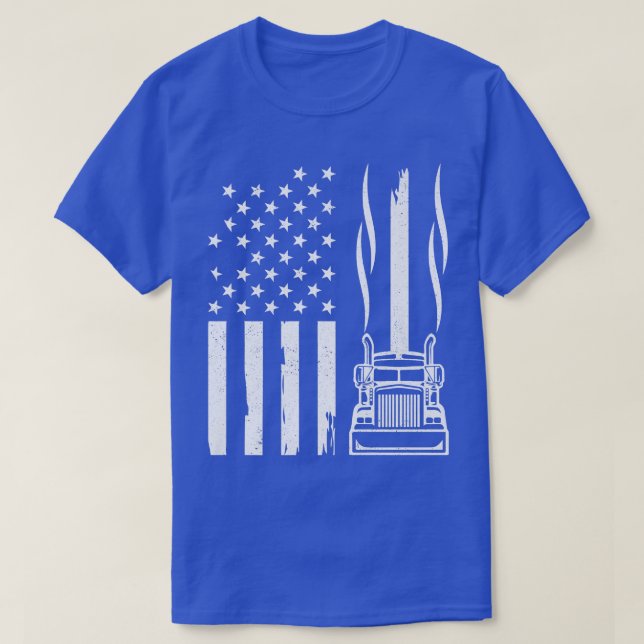 Camiseta American Flag Truck Driver 18 Wheeler Trucking Tru (Diseño del anverso)