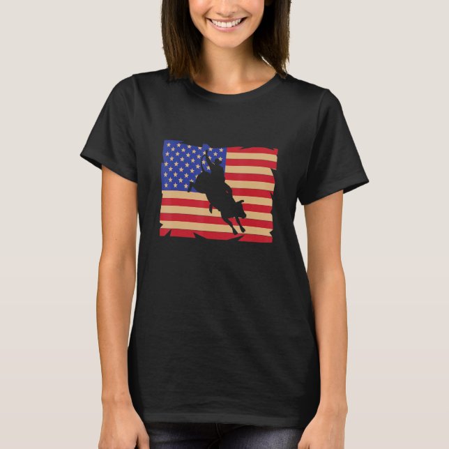 Camiseta American Flag US Bull Riding Rodeo Bull Rider (Anverso)