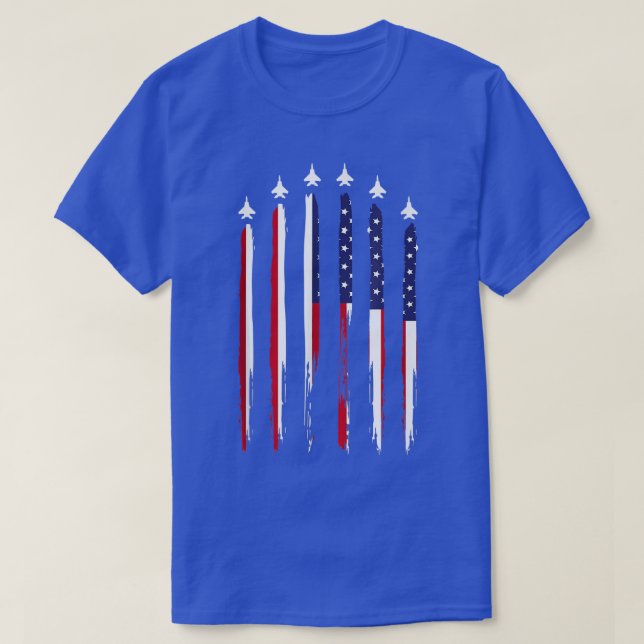 Camiseta American Flag USA Airplane Jet Fighter 4th of July (Diseño del anverso)