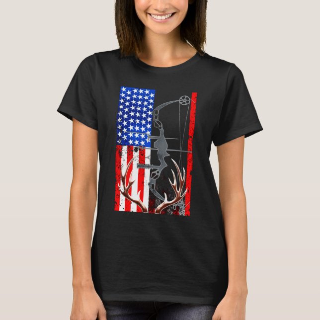 Camiseta American Flag USA Hunter Bow (Anverso)