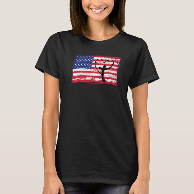 Camiseta American Flag Usa Love Jesus Heart Christian Faith (Anverso)