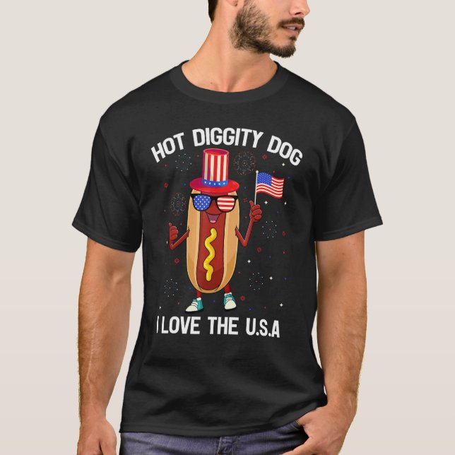 Camiseta American Flag USA Patriotic  Hotdog 4th Of July (Anverso)