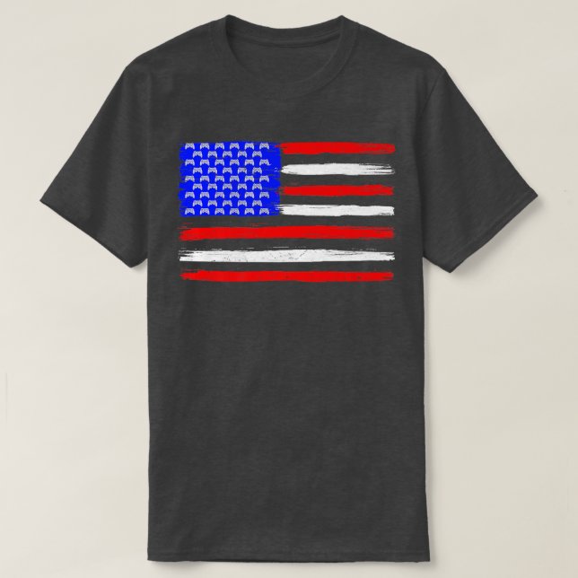 Camiseta American Flag Video Game Patriotic 4th Of July Chr (Diseño del anverso)