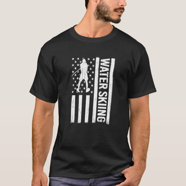 Camiseta American Flag Water Skiing waterskiing USA men Wat (Anverso)