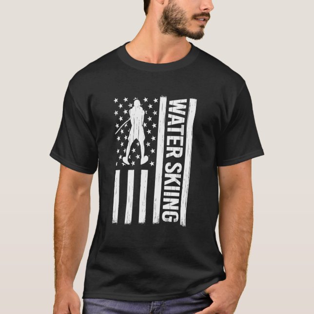 Camiseta American Flag Water Skiing waterskiing USA men Wat (Anverso)