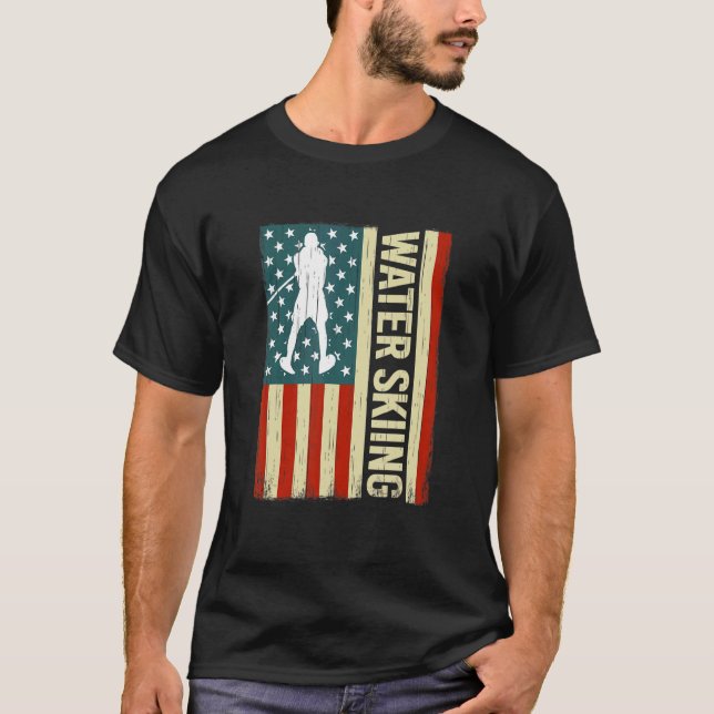 Camiseta American Flag Water Skiing waterskiing USA men Wat (Anverso)