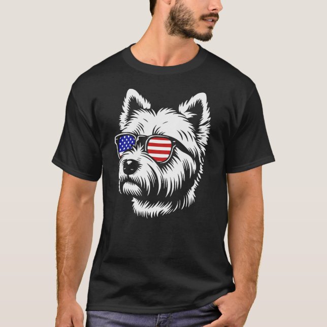 Camiseta American Flag West Highland White Terrier Dog West (Anverso)