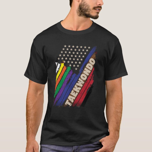 Camiseta American Flag White Black Belt Colors (Anverso)