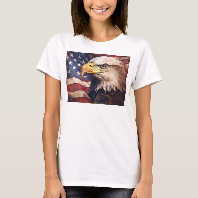 Camiseta American Flag with Bald Eagle Head (Anverso)