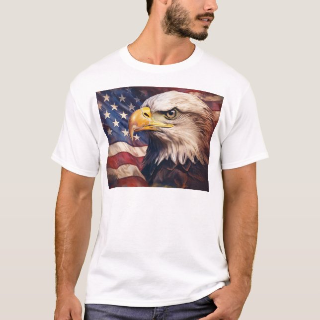 Camiseta American Flag with Bald Eagle Head (Anverso)