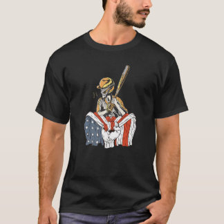 Camiseta American Flag with Baseball player Premium