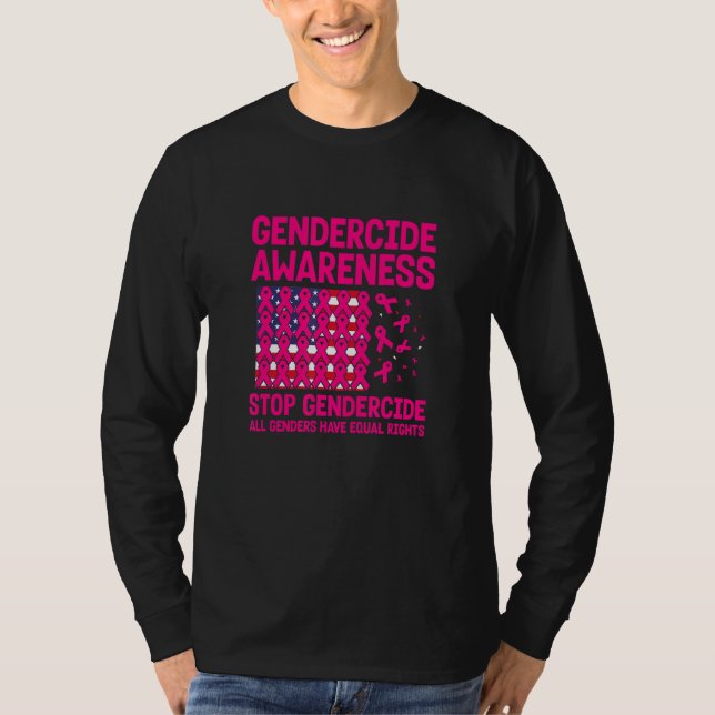 Camiseta American flag with Pink ribbons for gendercide awa (Anverso)