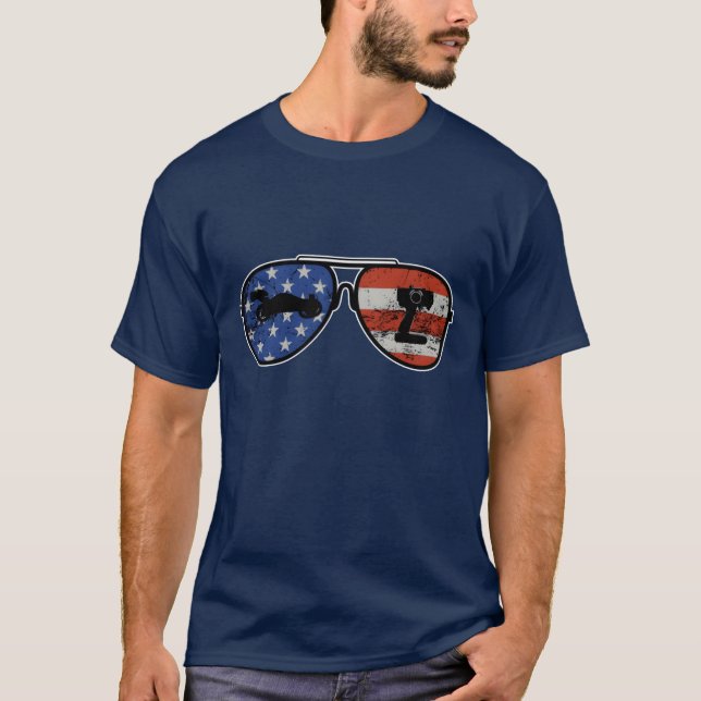 Camiseta American Flag with RC Car and remote control vinta (Anverso)