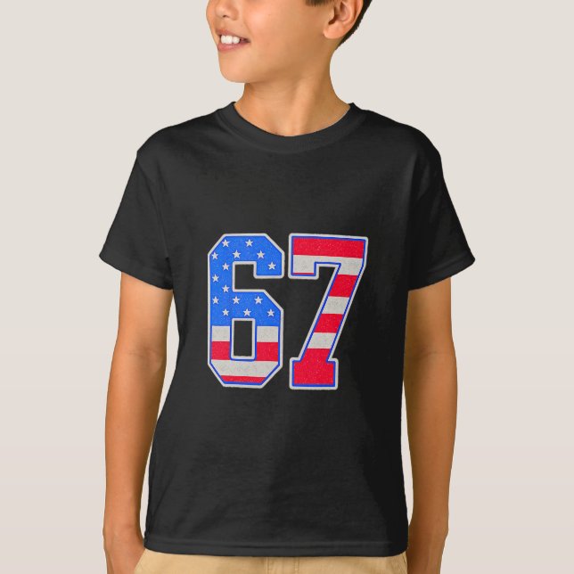 Camiseta American Flage 67 Six Seven Meme  (Anverso)