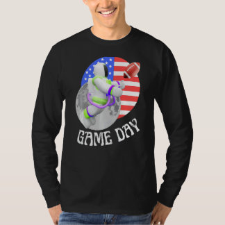 Camiseta American Football  game Day USA Flag Astronaut Moo