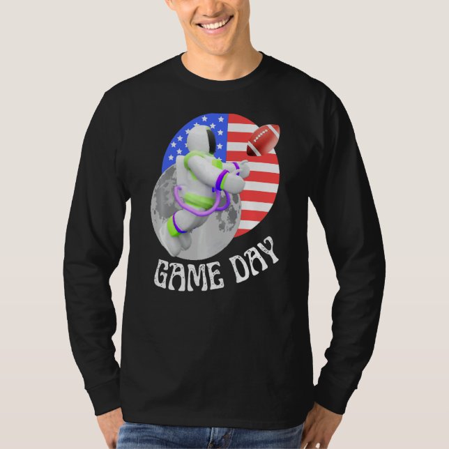 Camiseta American Football  game Day USA Flag Astronaut Moo (Anverso)