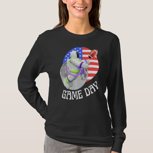 Camiseta American Football  game Day USA Flag Astronaut Moo (Anverso)