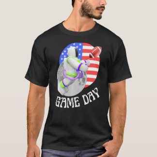 Camiseta American Football  game Day USA Flag Astronaut Moo