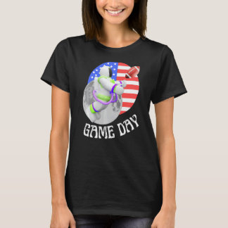 Camiseta American Football  game Day USA Flag Astronaut Moo