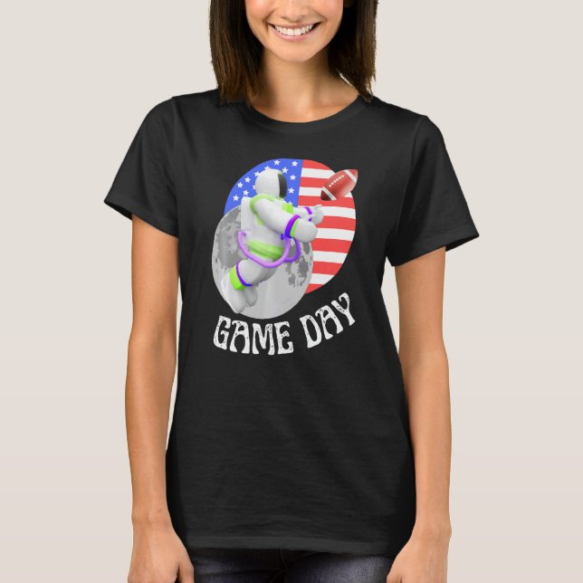 Camiseta American Football  game Day USA Flag Astronaut Moo (Anverso)