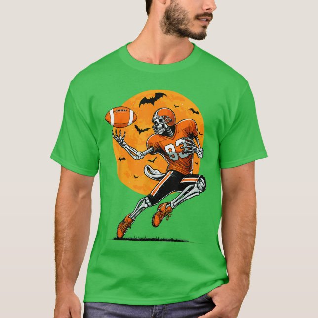 Camiseta American Football Skeleton Boys Halloween Football (Anverso)