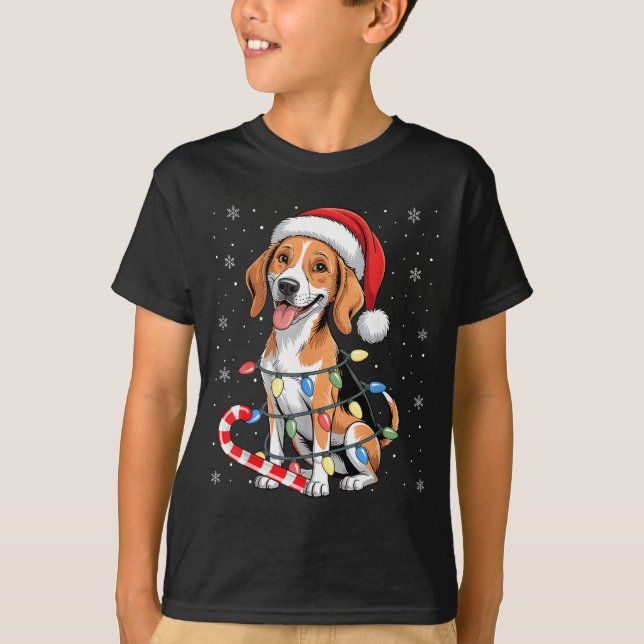 Camiseta American Foxhound Dog Ugly Christmas Candy Cane Tr (Anverso)