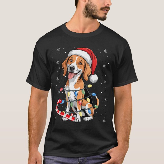 Camiseta American Foxhound Dog Ugly Christmas Candy Cane Tr (Anverso)