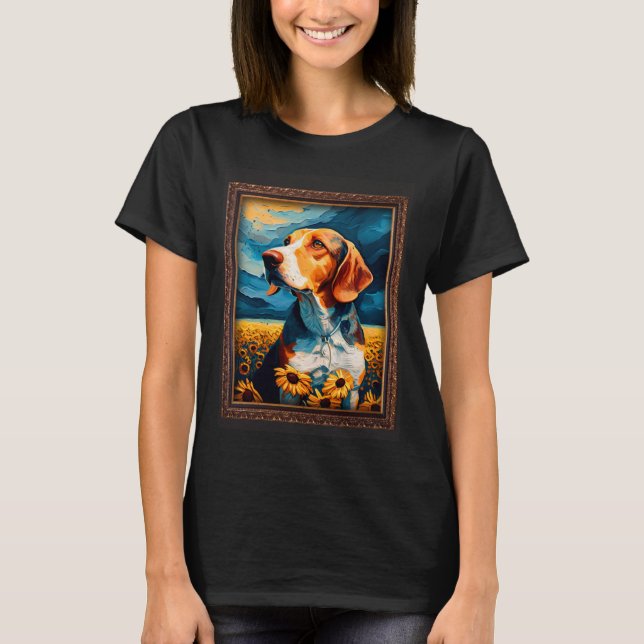 Camiseta American Foxhound Painting Sunflower Flower Mom Wo (Anverso)