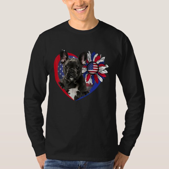 Camiseta American French Bulldog Dog Heart 4th Of July USA  (Anverso)