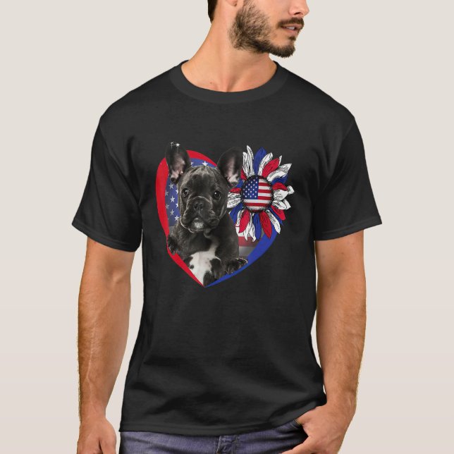 Camiseta American French Bulldog Dog Heart 4th Of July USA  (Anverso)