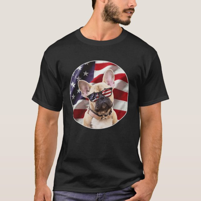 Camiseta American Frenchie Dog  USA Flag (Anverso)