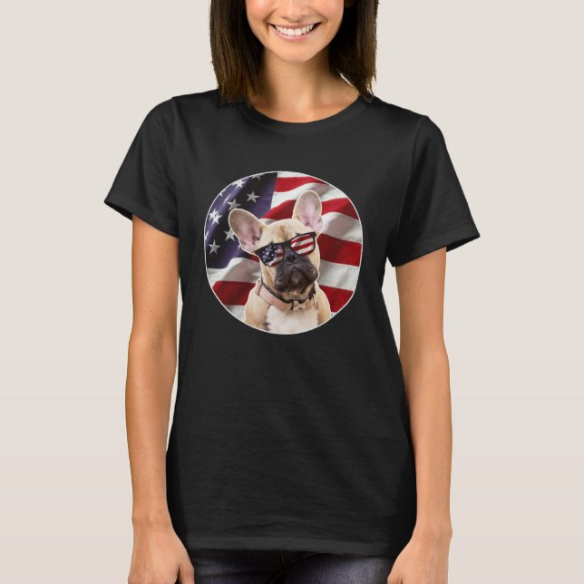 Camiseta American Frenchie Dog  USA Flag (Anverso)