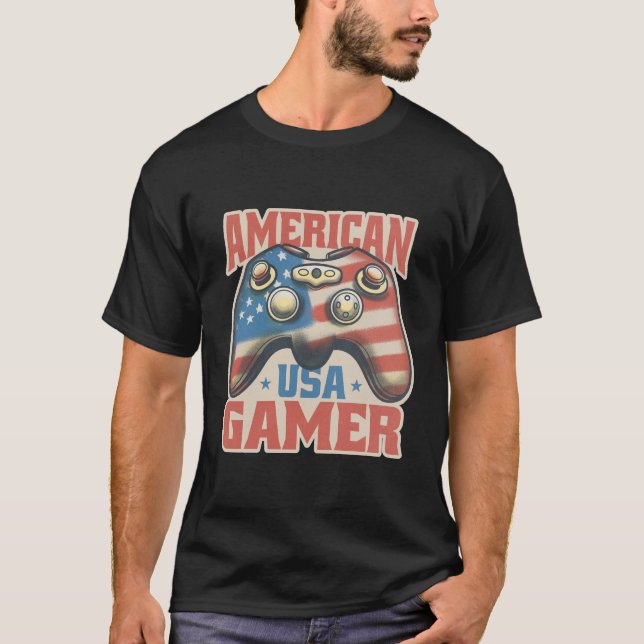 Camiseta American Gamer USA Controller Patriotic Art (Anverso)