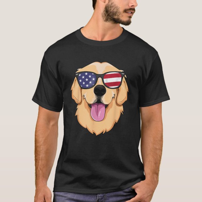 Camiseta American Golden Retriever USA Dog Sunglasses Meric (Anverso)