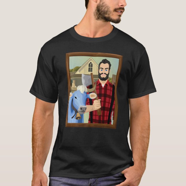 Camiseta American Gothic Parody MN Paul Bunyan and Babe Blu (Anverso)