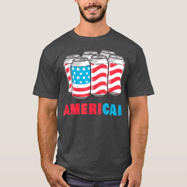 Camiseta AmeriCan gracioso 4 de Julio Cerveza Patriótica EE (Anverso)