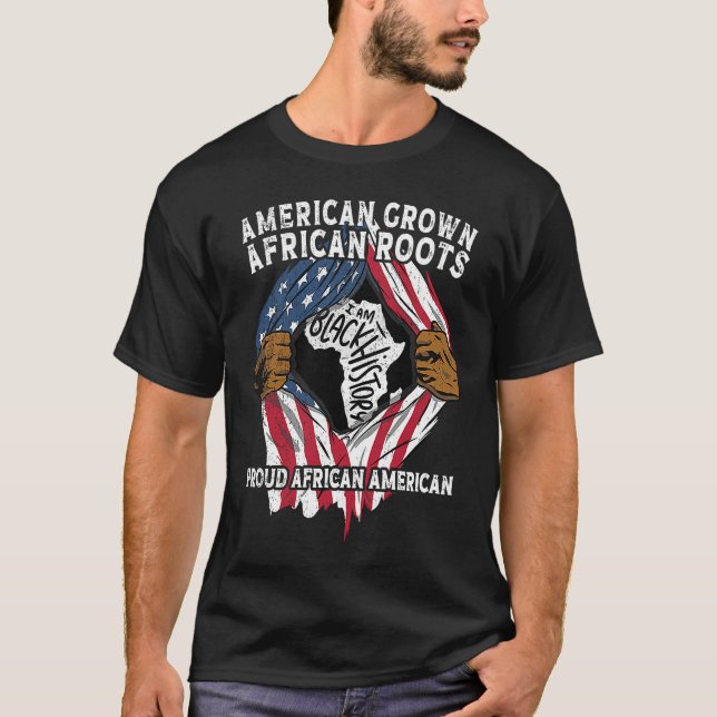 Camiseta American Grown African Roots USA African Flag Patr (Anverso)