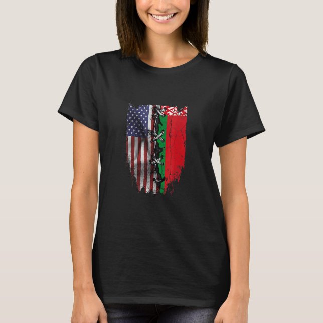 Camiseta American Grown Belarusian Roots USA Belarus Flag (Anverso)