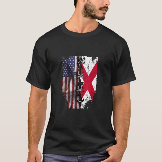 Camiseta American Grown British Roots USA Northern Flag (Anverso)